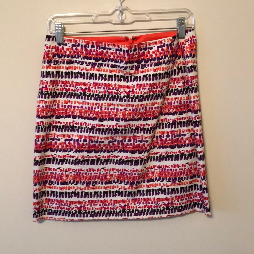 Ann Taylor Orange and Purple Print Skirt